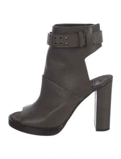Pre-owned Brunello Cucinelli Monili Leather Boots In Brown
