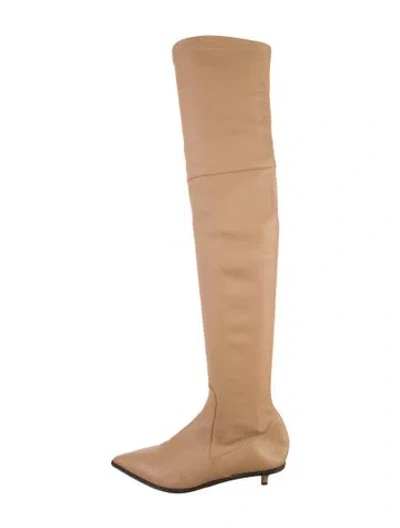 Pre-owned Brunello Cucinelli Monili Leather Boots In Neutral