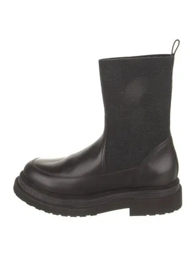 Pre-owned Brunello Cucinelli Monili Leather Chelsea Boots In Black