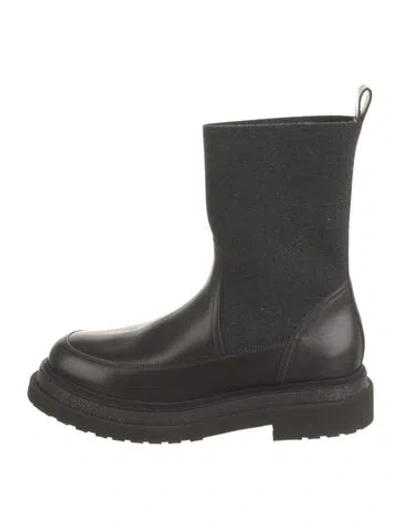 Pre-owned Brunello Cucinelli Monili Leather Chelsea Boots In Black