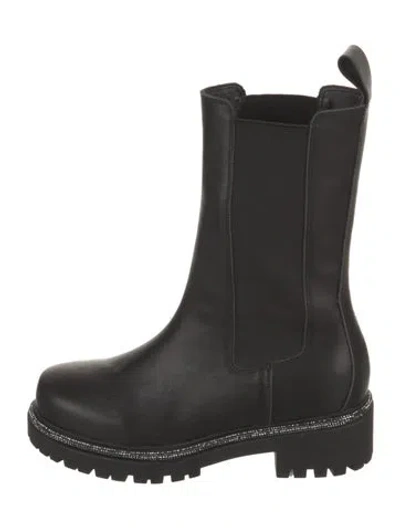 Pre-owned Brunello Cucinelli Monili Leather Chelsea Boots In Black