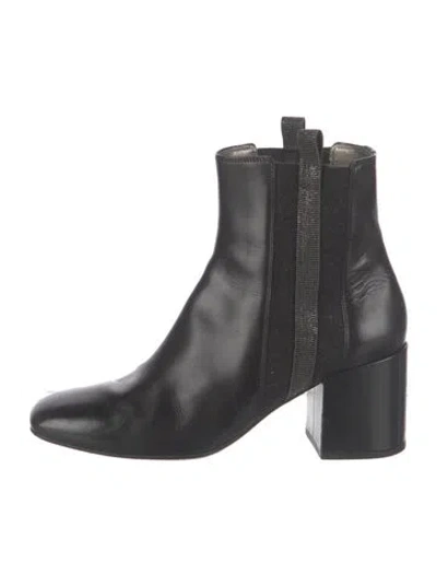 Pre-owned Brunello Cucinelli Monili Leather Chelsea Boots In Black