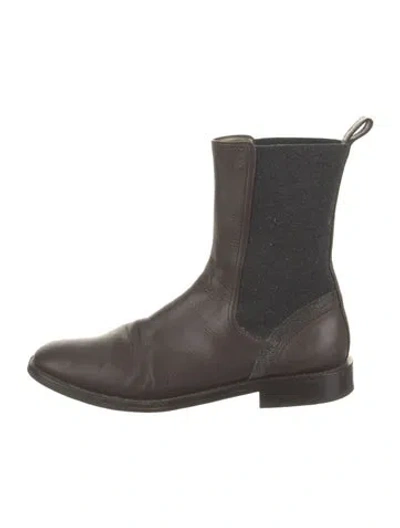 Pre-owned Brunello Cucinelli Monili Leather Chelsea Boots In Brown