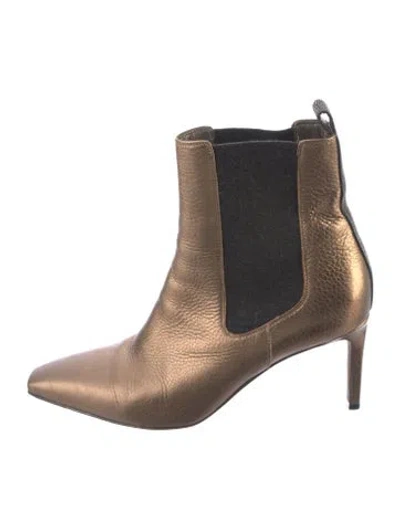 Pre-owned Brunello Cucinelli Monili Leather Chelsea Boots In Brown/metallic