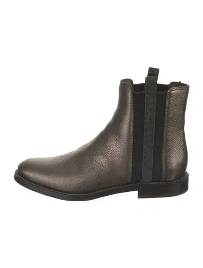 Pre-owned Brunello Cucinelli Monili Leather Chelsea Boots In Grey/metallic