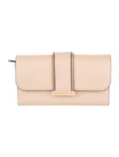 Pre-owned Brunello Cucinelli Monili Leather Compact Wallet In Neutral