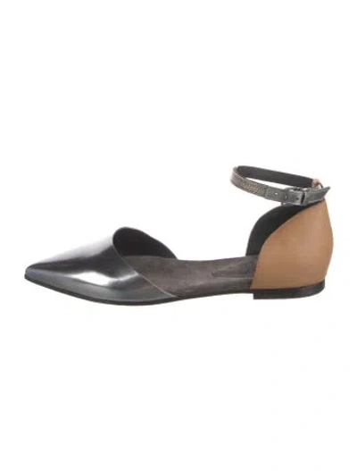 Pre-owned Brunello Cucinelli Monili Leather D'orsay Flats
