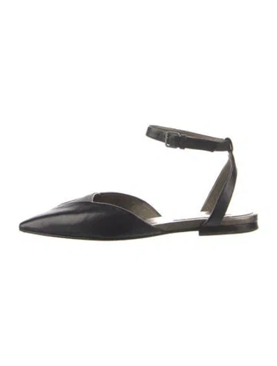 Pre-owned Brunello Cucinelli Monili Leather D'orsay Flats In Black