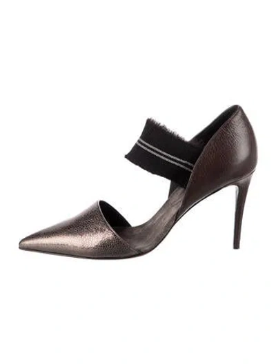 Pre-owned Brunello Cucinelli Monili Leather D'orsay Pumps In Brown