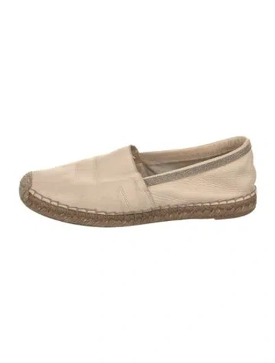 Pre-owned Brunello Cucinelli Monili Leather Espadrilles In Neutrals