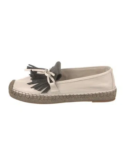 Pre-owned Brunello Cucinelli Monili Leather Espadrilles W/ Tags In Neutral