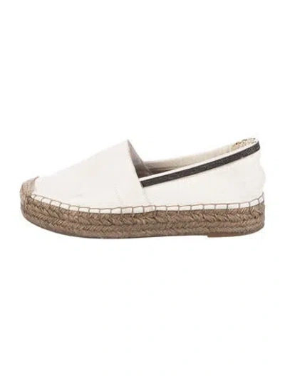Pre-owned Brunello Cucinelli Monili Leather Espadrilles In White