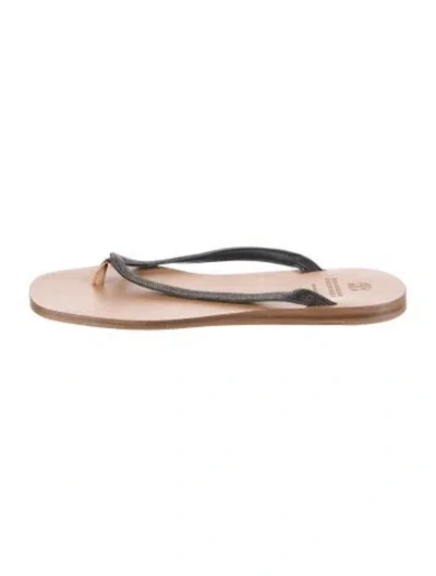 Pre-owned Brunello Cucinelli Monili Leather Flip Flops In Multi