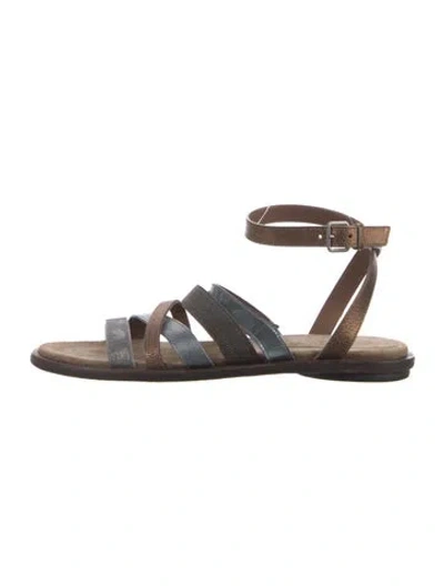 Pre-owned Brunello Cucinelli Monili Leather Gladiator Sandals