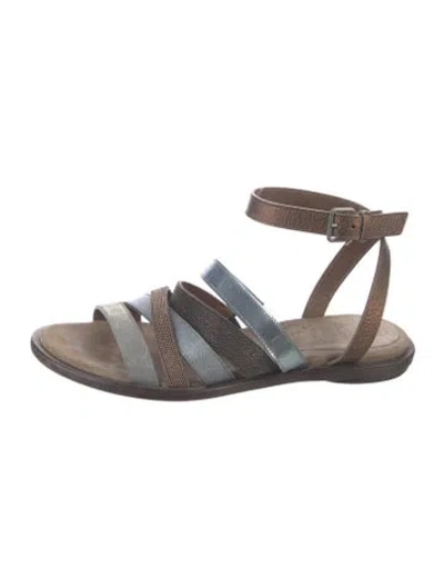 Pre-owned Brunello Cucinelli Monili Leather Gladiator Sandals