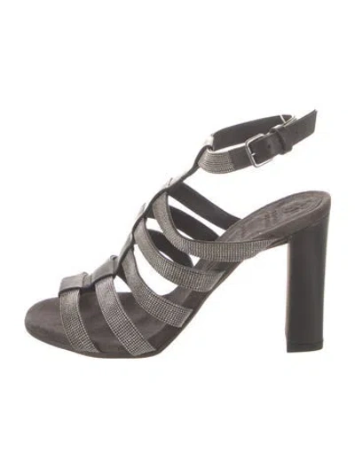 Pre-owned Brunello Cucinelli Monili Leather Gladiator Sandals In Multi