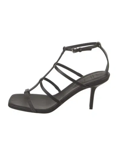 Pre-owned Brunello Cucinelli Monili Leather Gladiator Sandals W/ Tags In Black