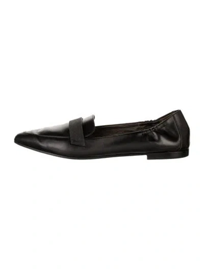 Pre-owned Brunello Cucinelli Monili Leather Loafers In Black