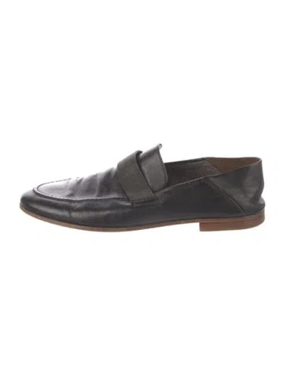 Pre-owned Brunello Cucinelli Monili Leather Loafers In Black