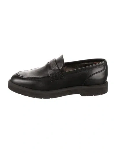 Pre-owned Brunello Cucinelli Monili Leather Loafers In Black