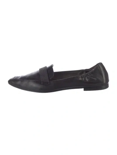 Pre-owned Brunello Cucinelli Monili Leather Loafers In Black