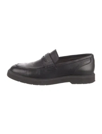 Pre-owned Brunello Cucinelli Monili Leather Loafers In Black