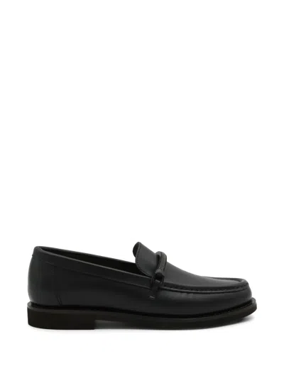 Brunello Cucinelli Monili Leather Loafers In Black