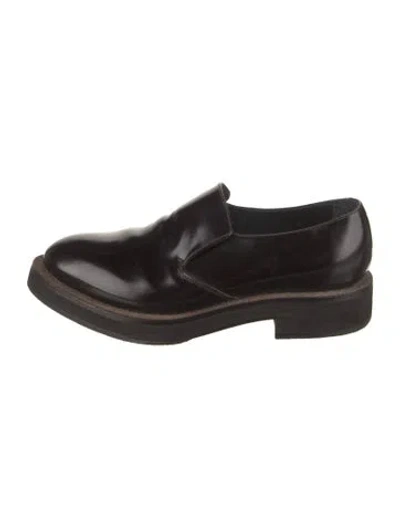 Pre-owned Brunello Cucinelli Monili Leather Loafers In Black