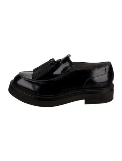 Pre-owned Brunello Cucinelli Monili Leather Loafers In Black