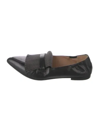 Pre-owned Brunello Cucinelli Monili Leather Loafers In Black