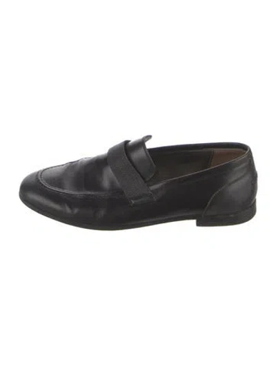 Pre-owned Brunello Cucinelli Monili Leather Loafers In Black