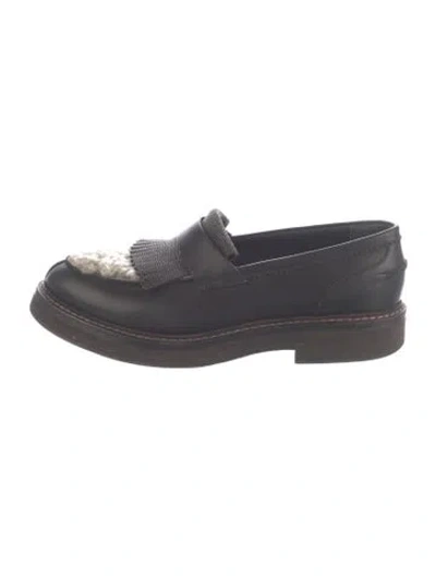 Pre-owned Brunello Cucinelli Monili Leather Loafers In Blue