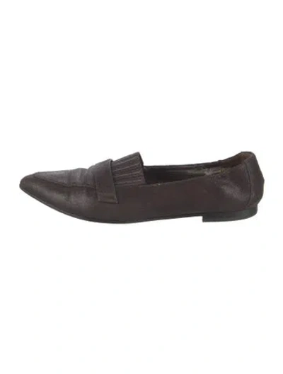 Pre-owned Brunello Cucinelli Monili Leather Loafers In Brown