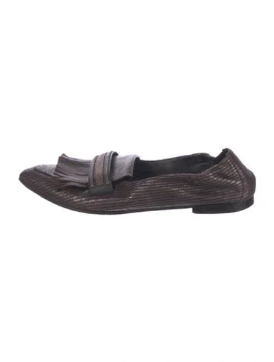 Pre-owned Brunello Cucinelli Monili Leather Loafers In Brown
