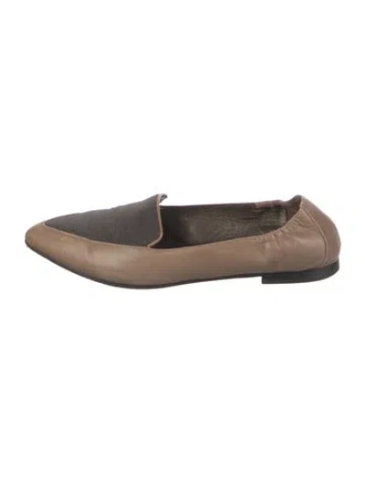 Pre-owned Brunello Cucinelli Monili Leather Loafers In Brown