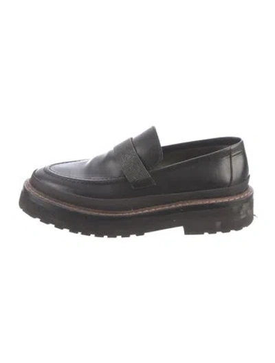 Pre-owned Brunello Cucinelli Monili Leather Loafers In Brown