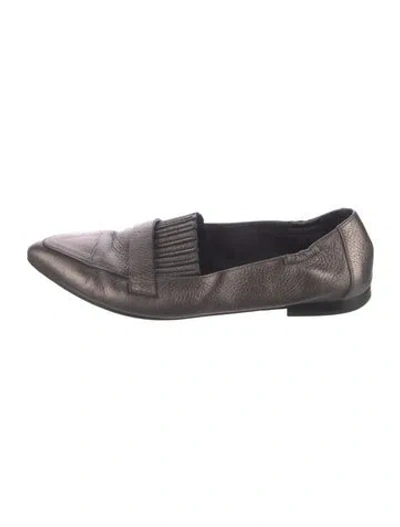 Pre-owned Brunello Cucinelli Monili Leather Loafers In Gray