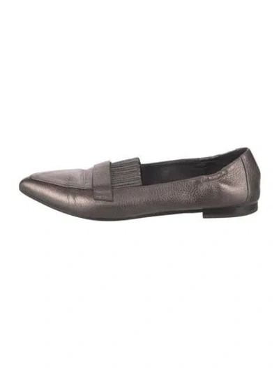 Pre-owned Brunello Cucinelli Monili Leather Loafers In Gray