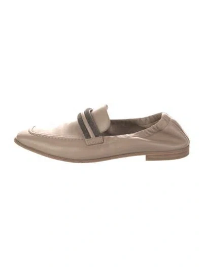 Pre-owned Brunello Cucinelli Monili Leather Loafers In Neutral
