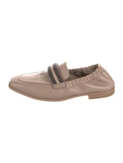 Pre-owned Brunello Cucinelli Monili Leather Loafers In Neutral