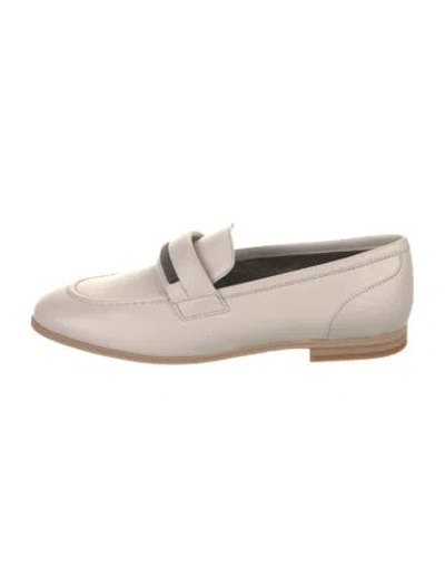Pre-owned Brunello Cucinelli Monili Leather Loafers In Neutral