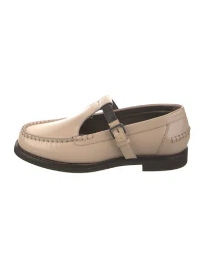 Pre-owned Brunello Cucinelli Monili Leather Mary Jane Flats W/ Tags In Neutral