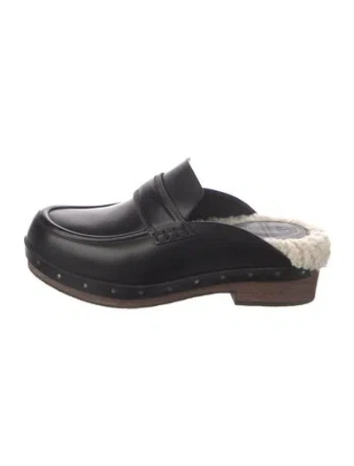 Pre-owned Brunello Cucinelli Monili Leather Mules In Black
