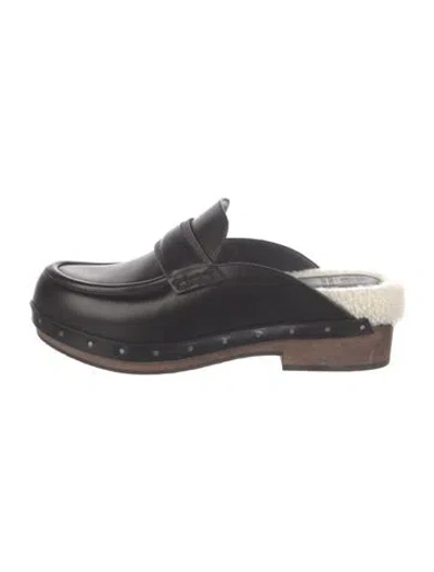 Pre-owned Brunello Cucinelli Monili Leather Mules In Black
