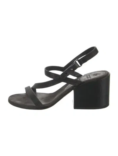 Pre-owned Brunello Cucinelli Monili Leather Mules In Black