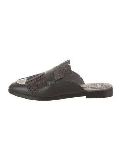 Pre-owned Brunello Cucinelli Monili Leather Mules In Black
