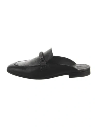 Pre-owned Brunello Cucinelli Monili Leather Mules In Black