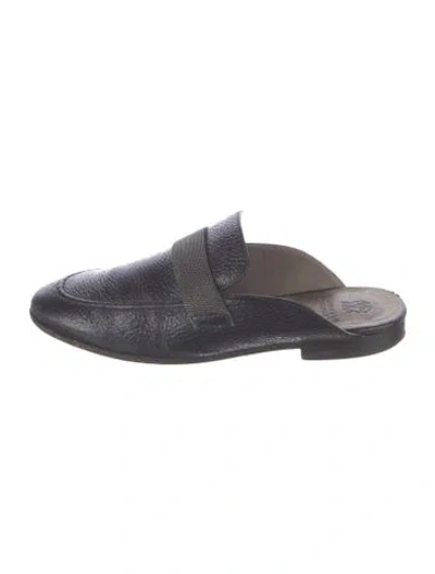 Pre-owned Brunello Cucinelli Monili Leather Mules In Black