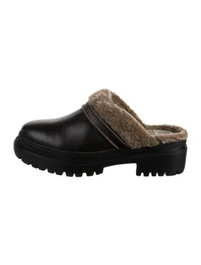 Pre-owned Brunello Cucinelli Monili Leather Mules In Black