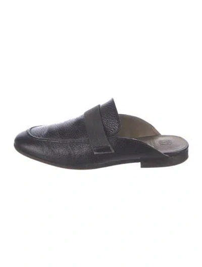 Pre-owned Brunello Cucinelli Monili Leather Mules In Blue